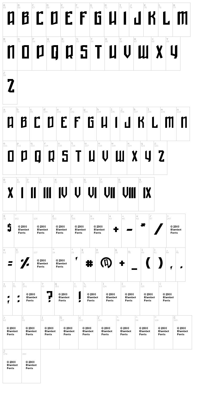 Winter in Gotham font map